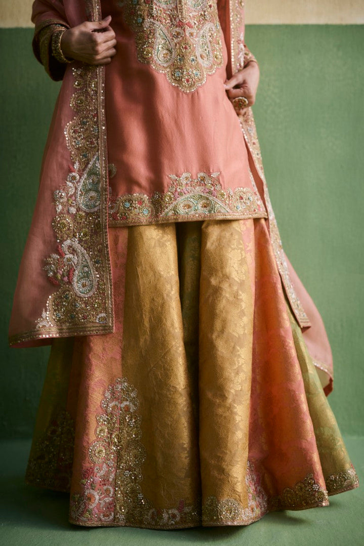 Short Kurti With Multi Color Sharara & Organza Dupatta