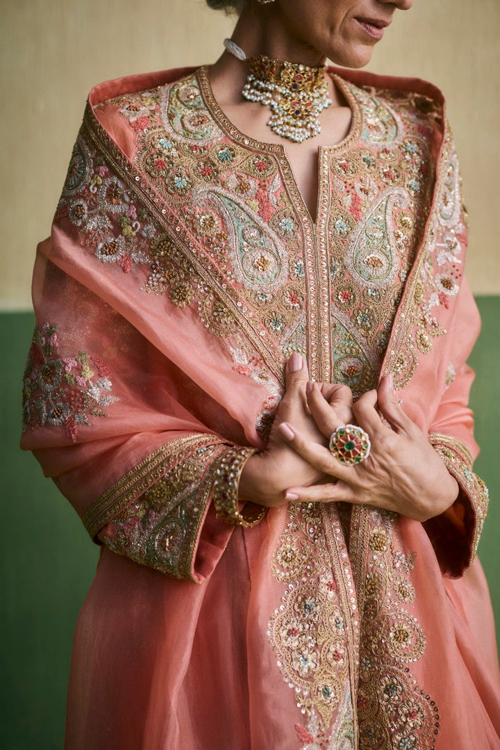 Short Kurti With Multi Color Sharara & Organza Dupatta