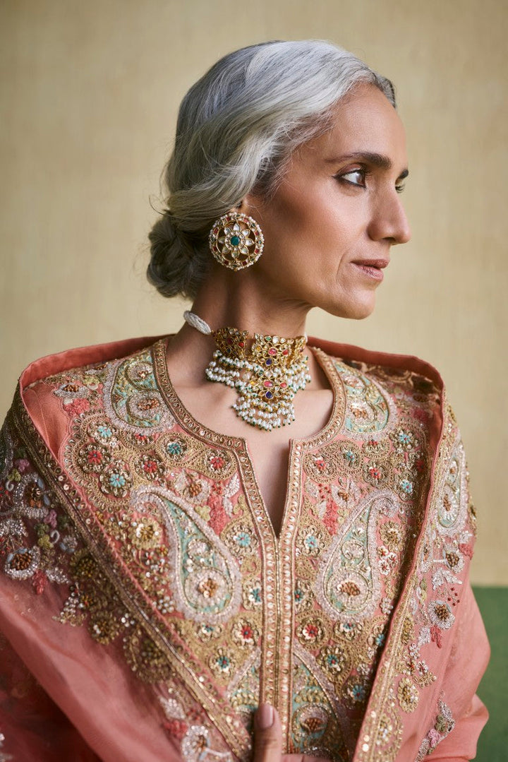 Short Kurti With Multi Color Sharara & Organza Dupatta
