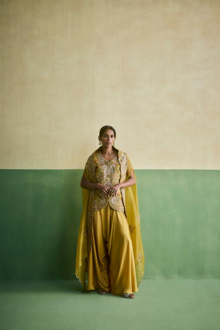 Short Jacket With Cape & Dhoti