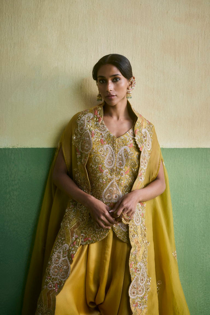 Short Jacket With Cape & Dhoti