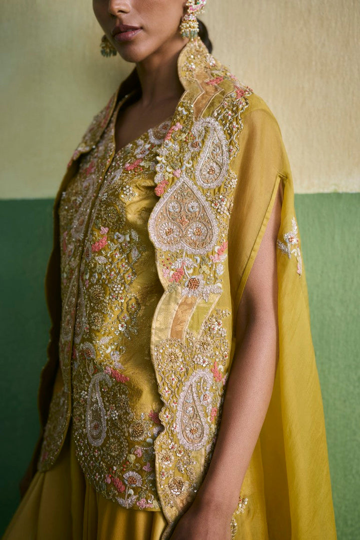 Short Jacket With Cape & Dhoti