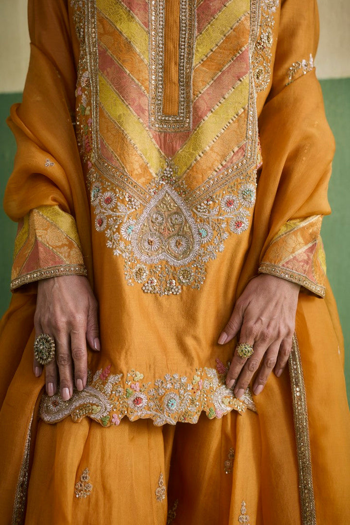 Kurta With Booti Organza Sharara & Organza Dupatta