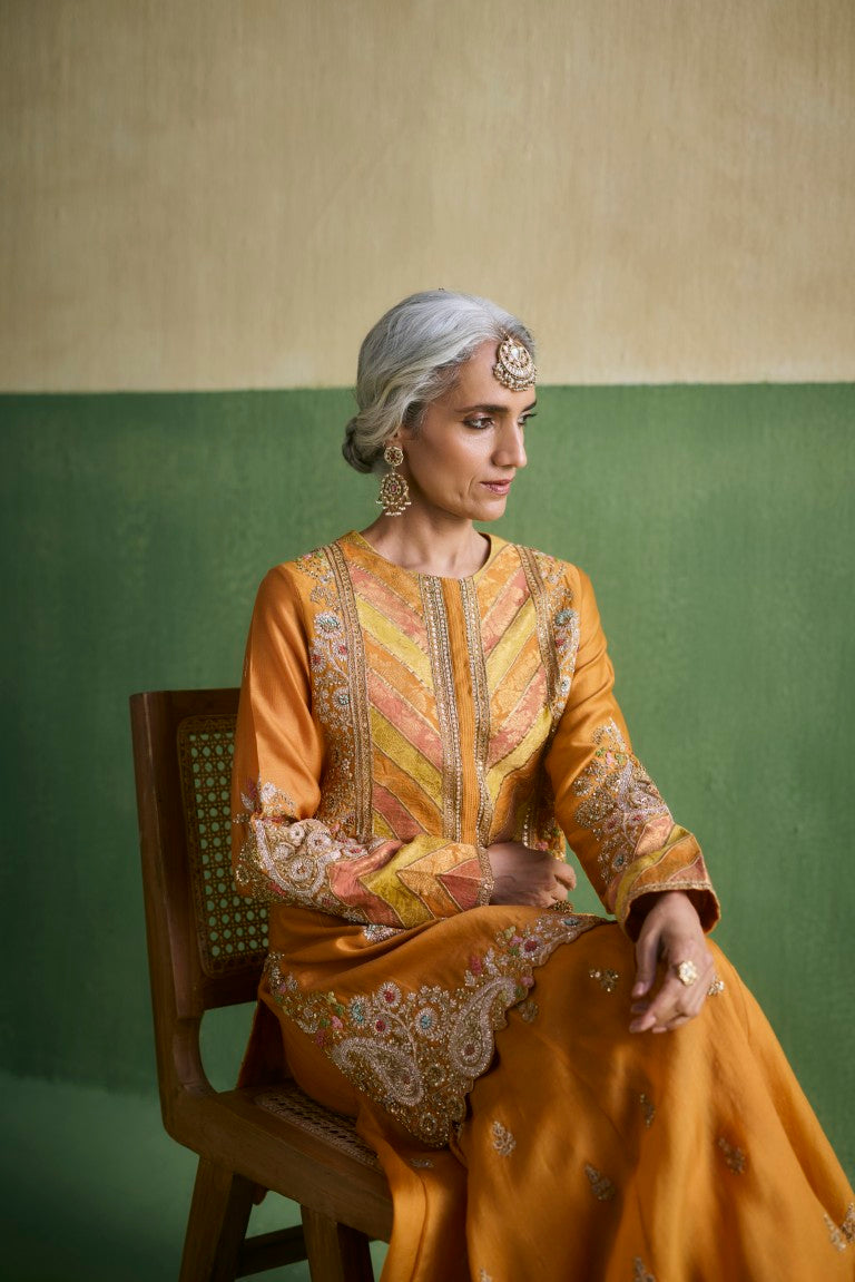 Kurta With Booti Organza Sharara & Organza Dupatta