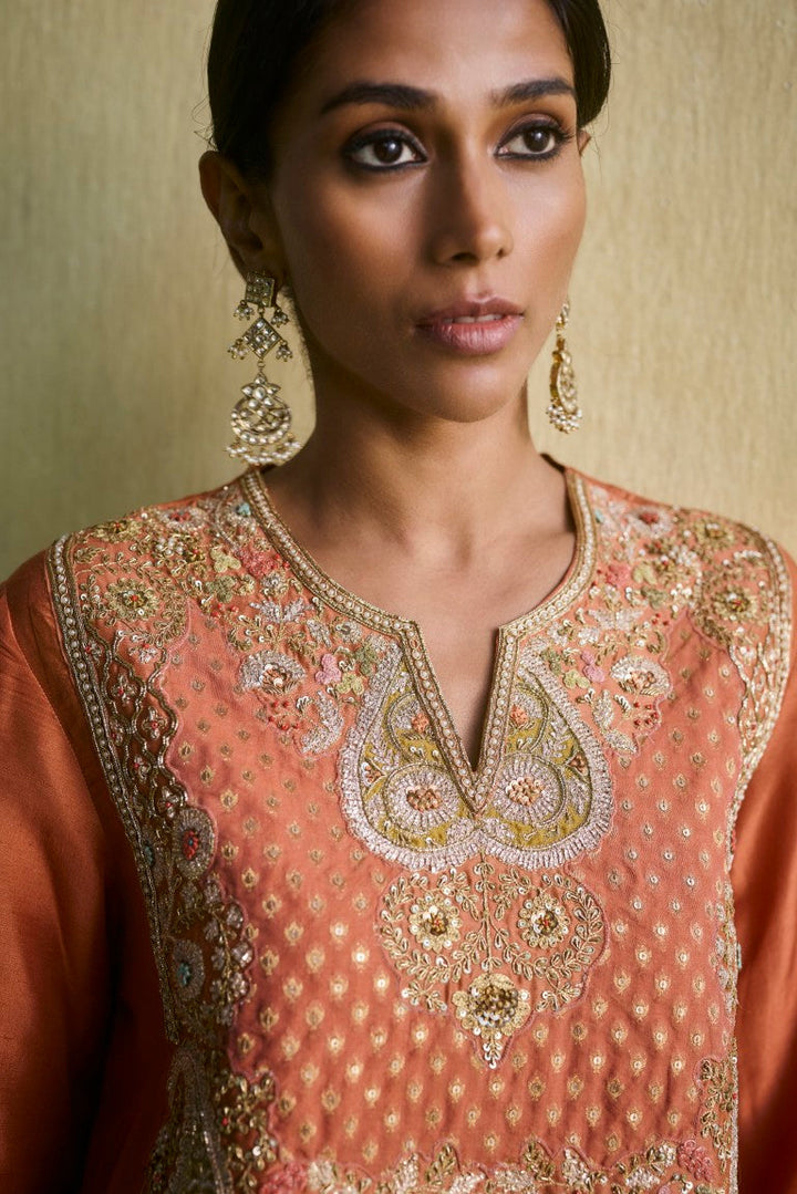 Brocade Asymetrical Kurta With Dhoti