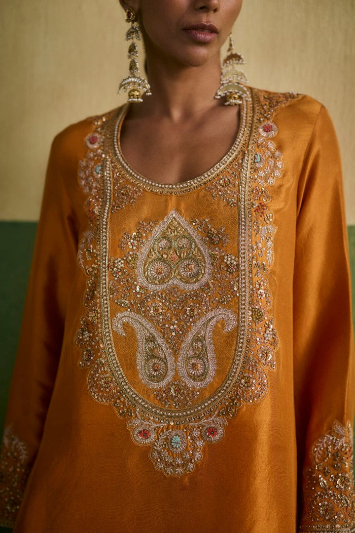 Brocade Asymetrical Kurta With Dhoti