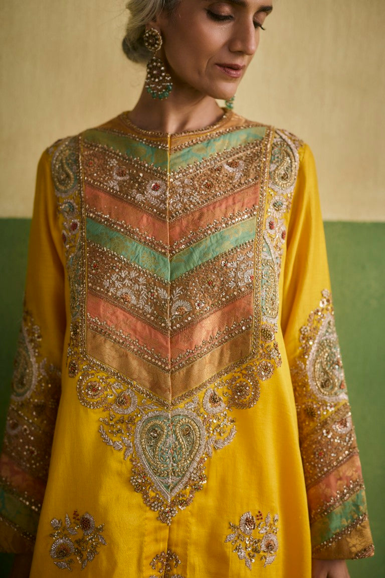 High And Low Asymetrical Kurta With Dhoti