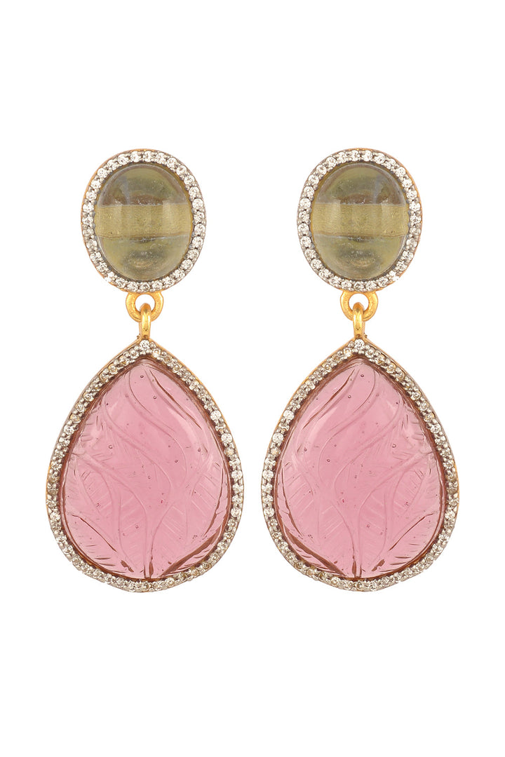 Pink Carved Drop Earrings