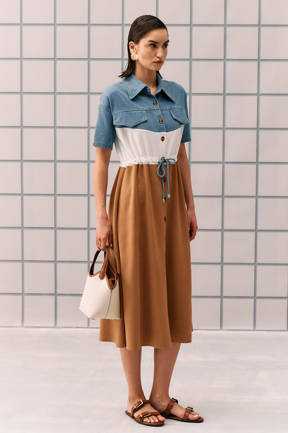 Brown Denim Capri Dress