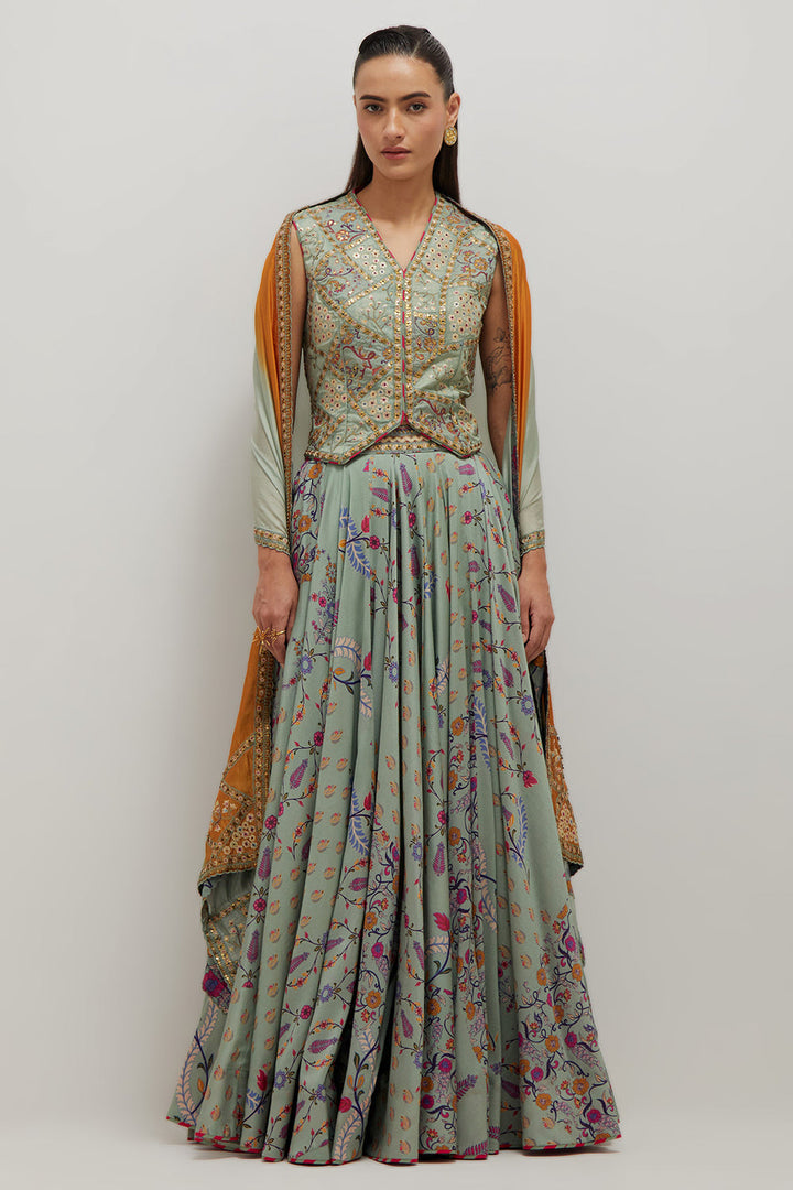Moh waistcoat Lehenga Set