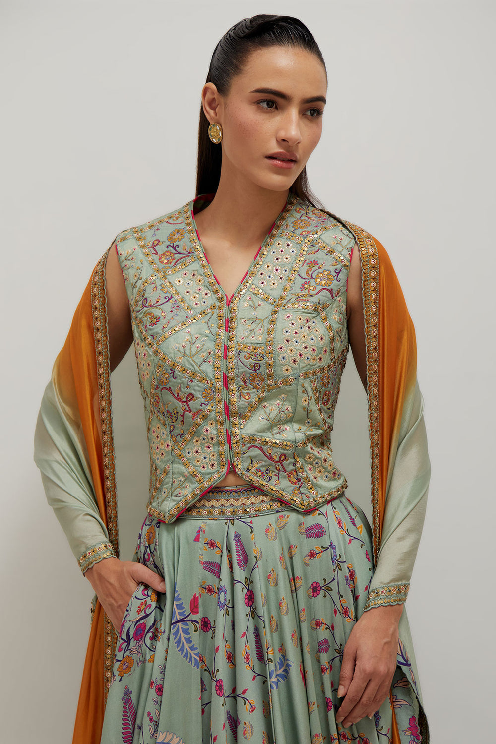 Moh waistcoat Lehenga Set