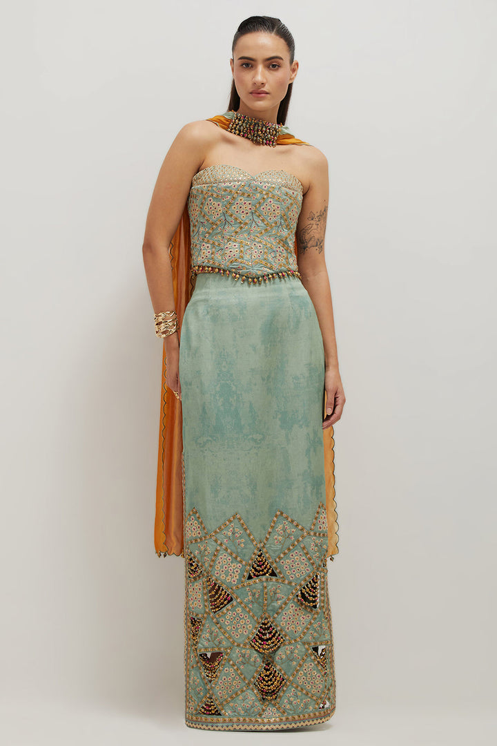 Sage Pencil Skirt & Corset Set