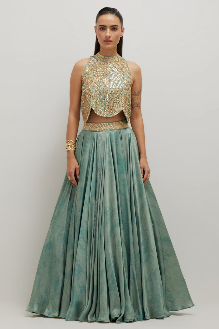 Artistic Scallop Top And Skirt
