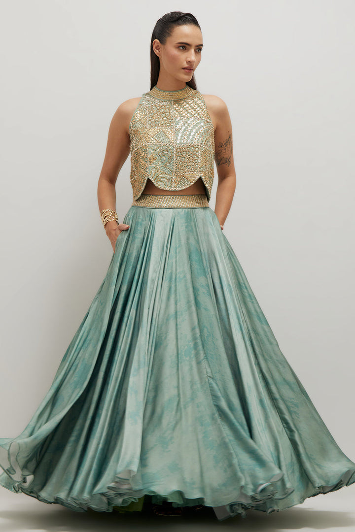 Artistic Scallop Top And Skirt