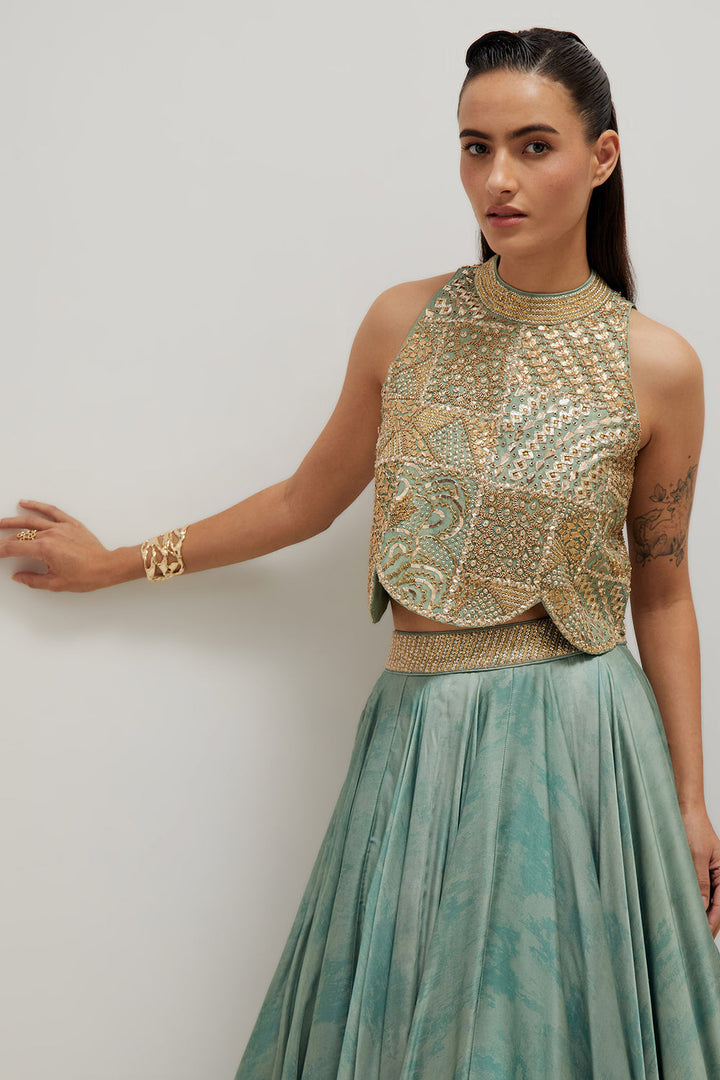 Artistic Scallop Top And Skirt