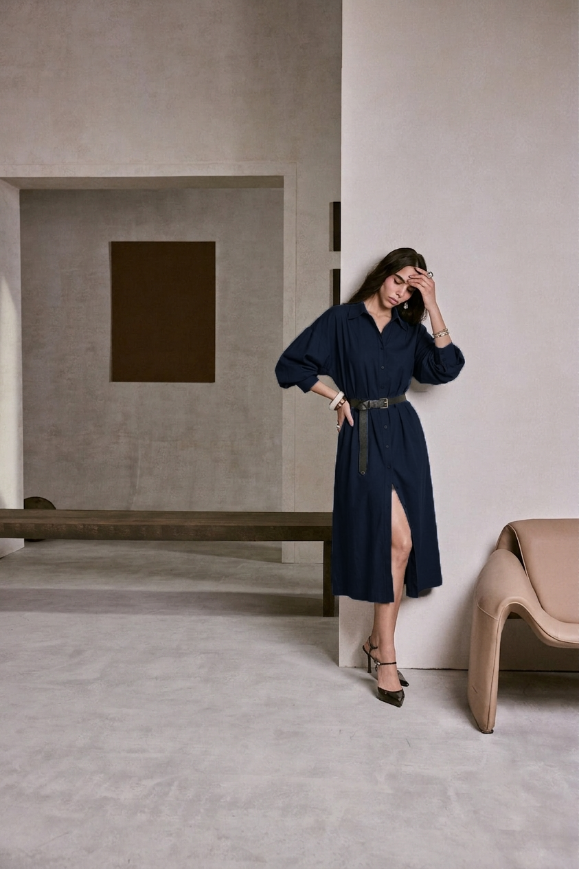 Rima Dress Navy Blue