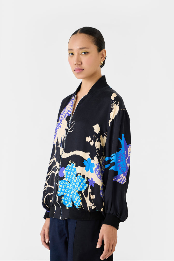 Black Crane Bomber Jacket