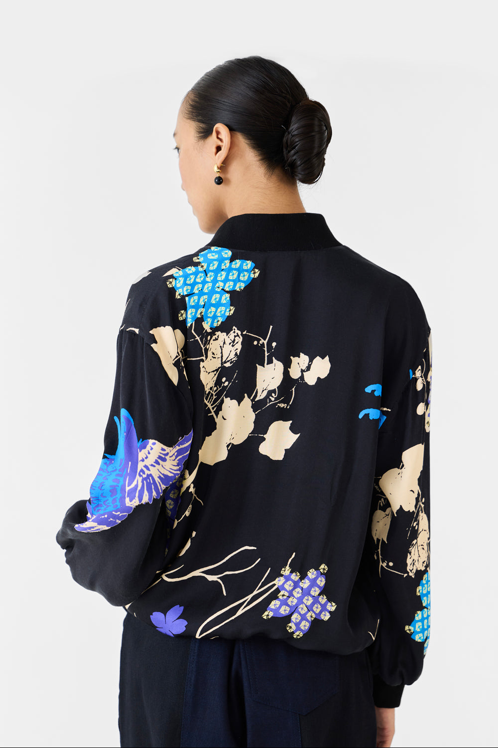 Black Crane Bomber Jacket