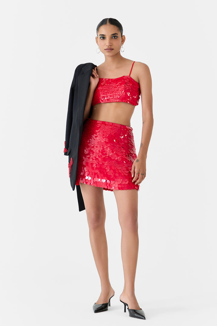 Ruby Sequin Bustier & Skirt