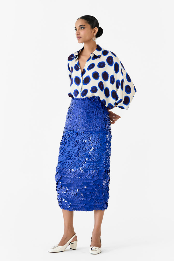 Indigo Sequin Skirt