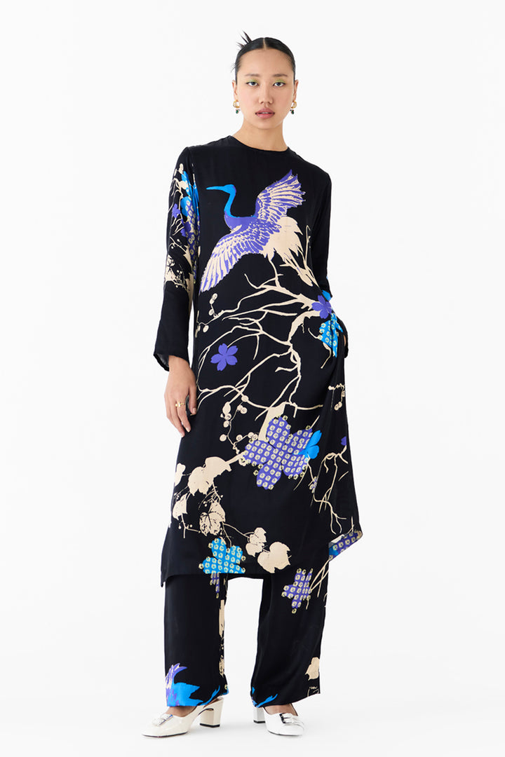 Black Crane Kurta & Pants Co-ord