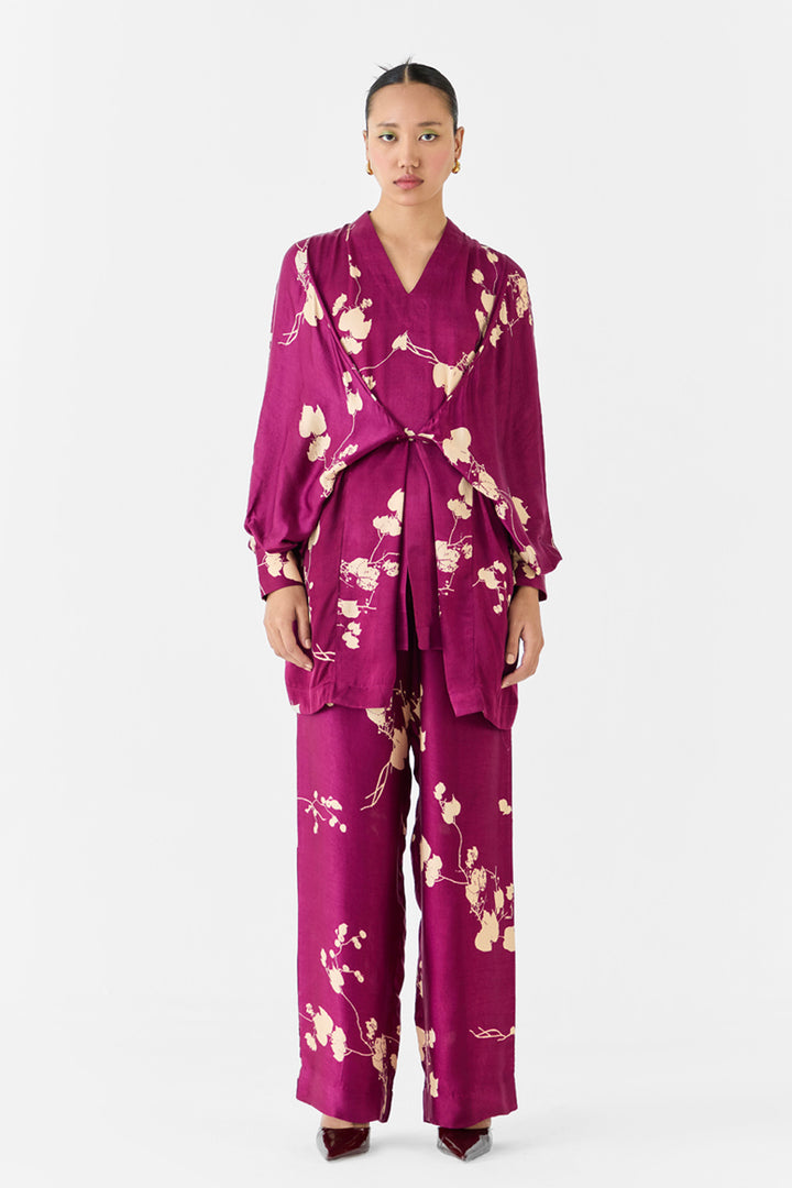 Plum Kimono Top & Pants Co-ord