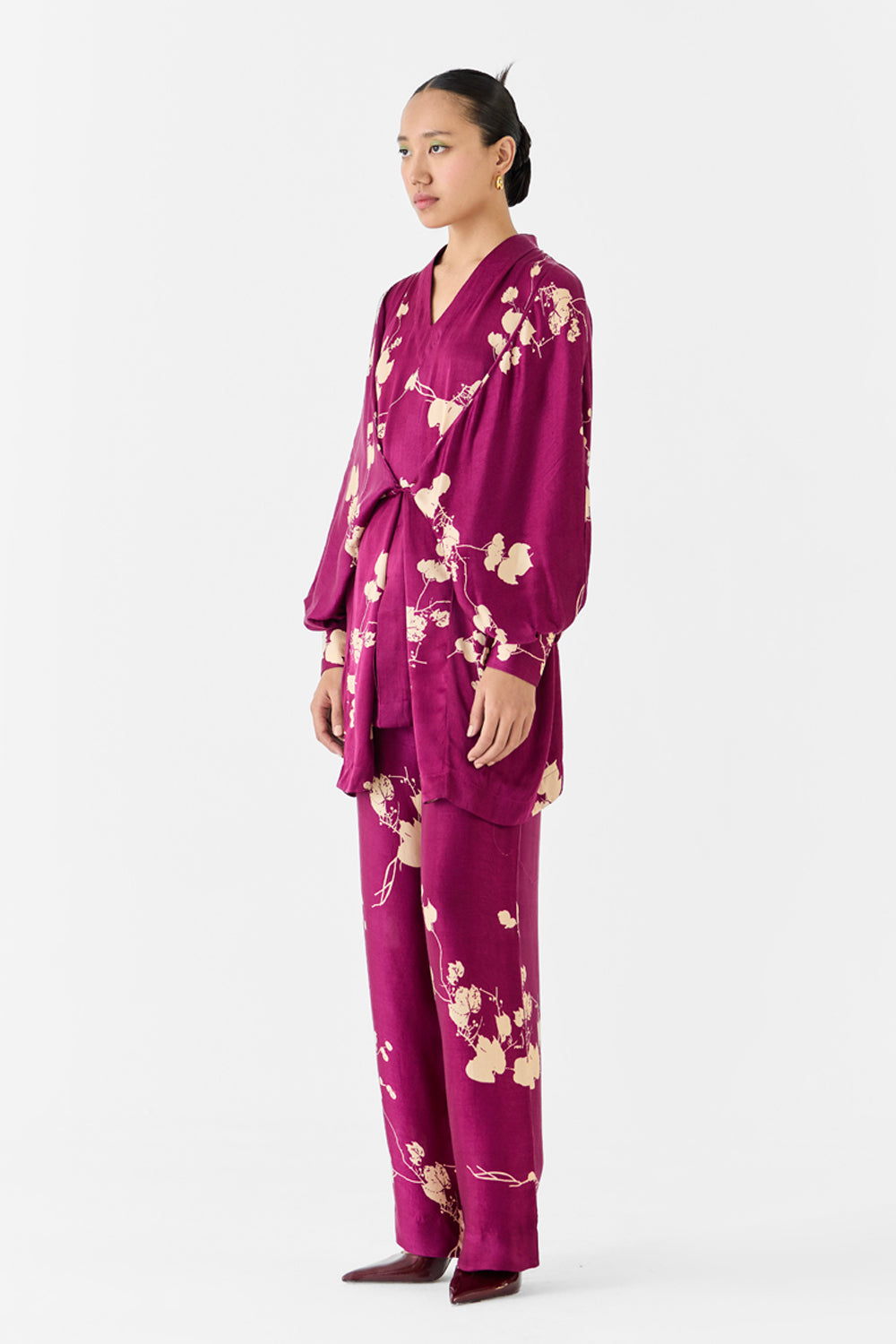 Plum Kimono Top & Pants Co-ord