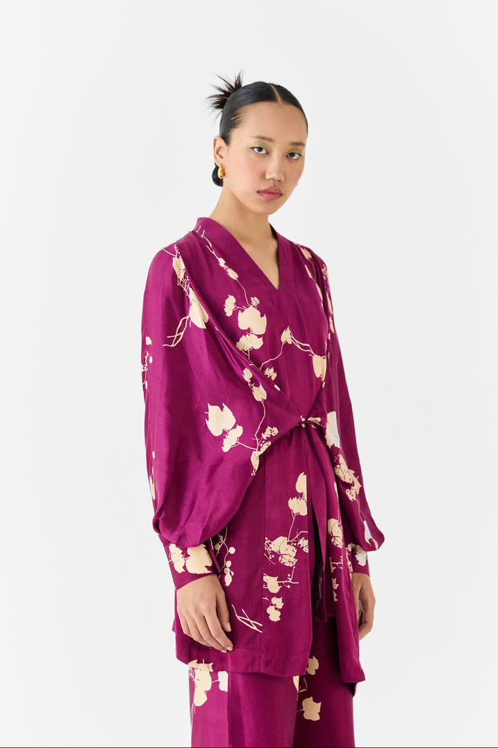 Plum Kimono Top & Pants Co-ord