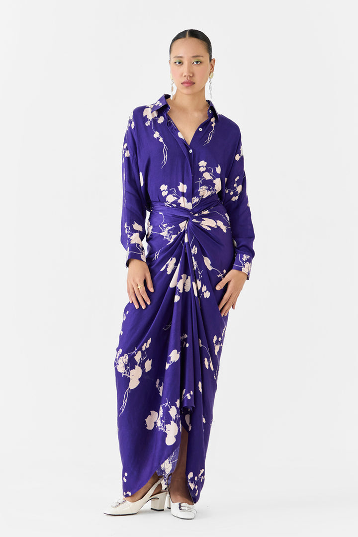 Sakura Draped Shirt Dress