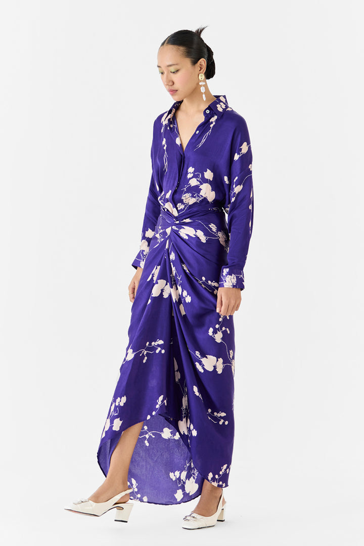 Sakura Draped Shirt Dress