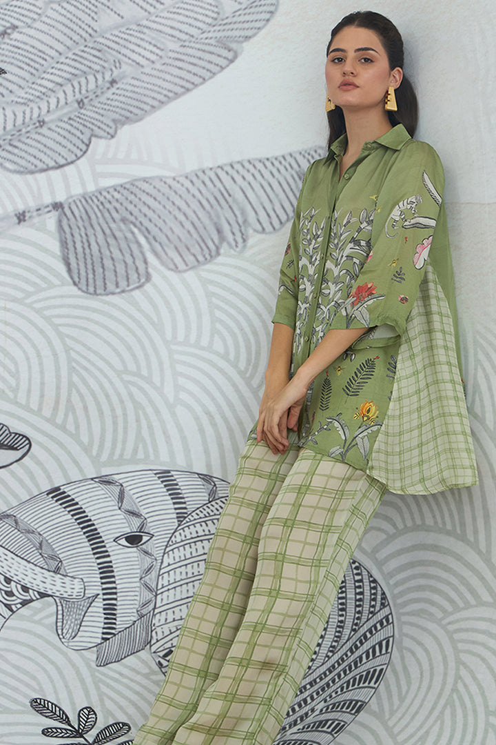 Asymmetrical Shirt With Pant