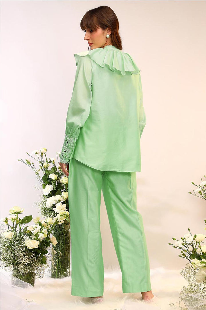 Frill Tie Up Kiwi Green Co-ord Set