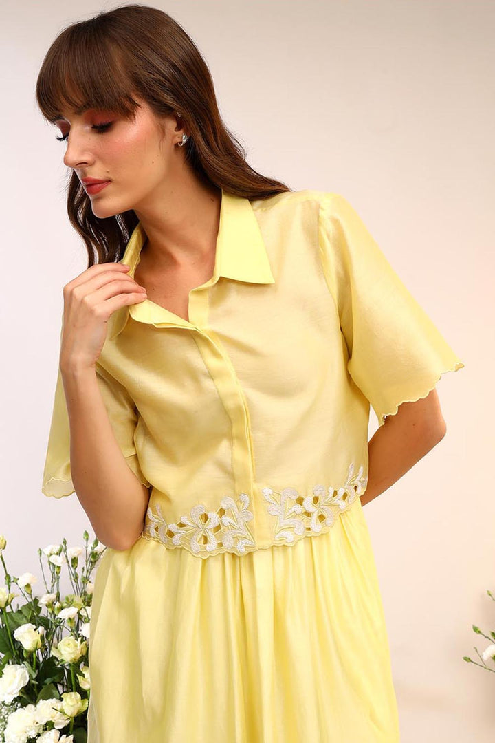 Citrus Burst Cropped Shirt & Skirt Set