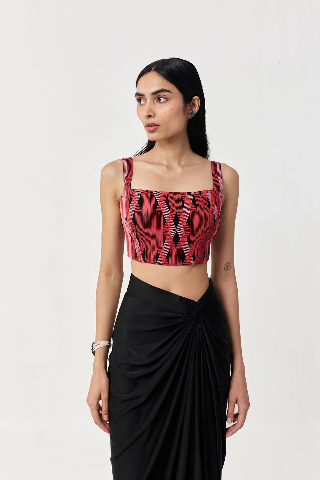 Entwined Corded Bustier - Black & Red