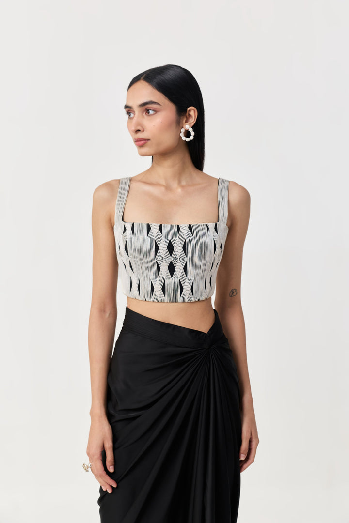 Entwined Corded Bustier - Black & White
