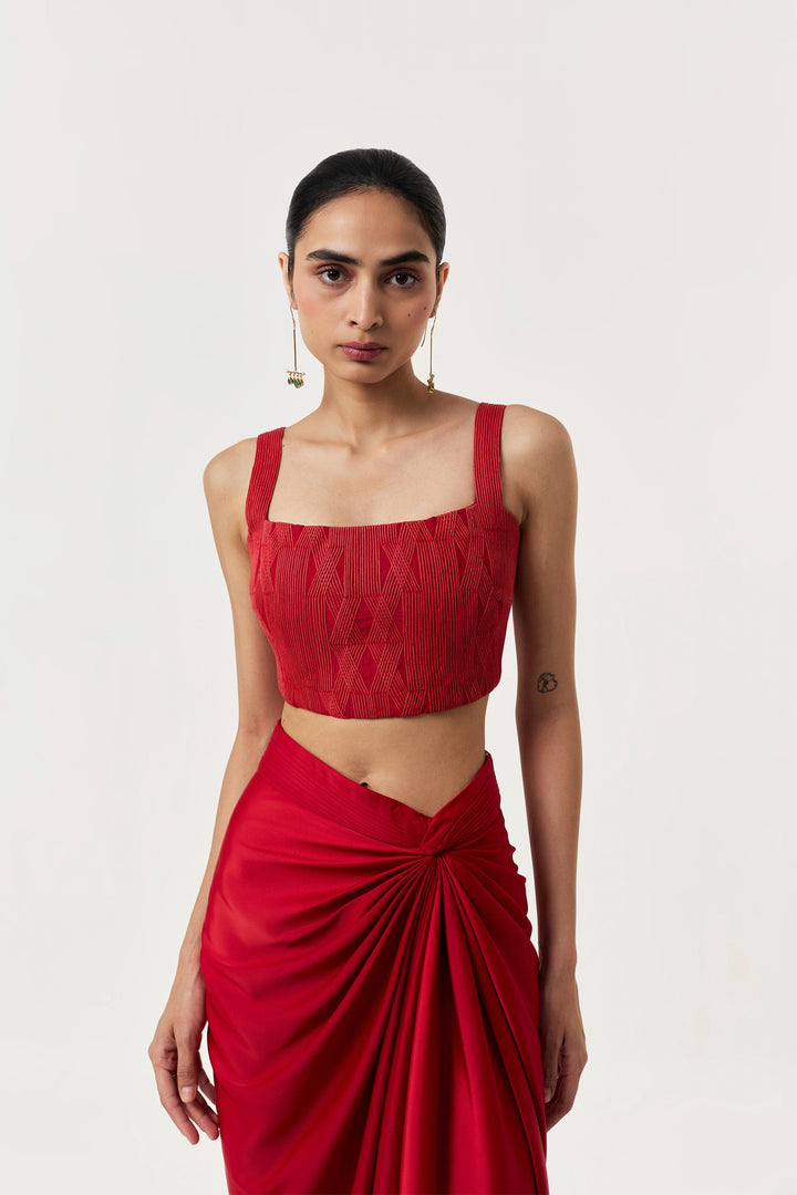 Entwined Corded Bustier - Red