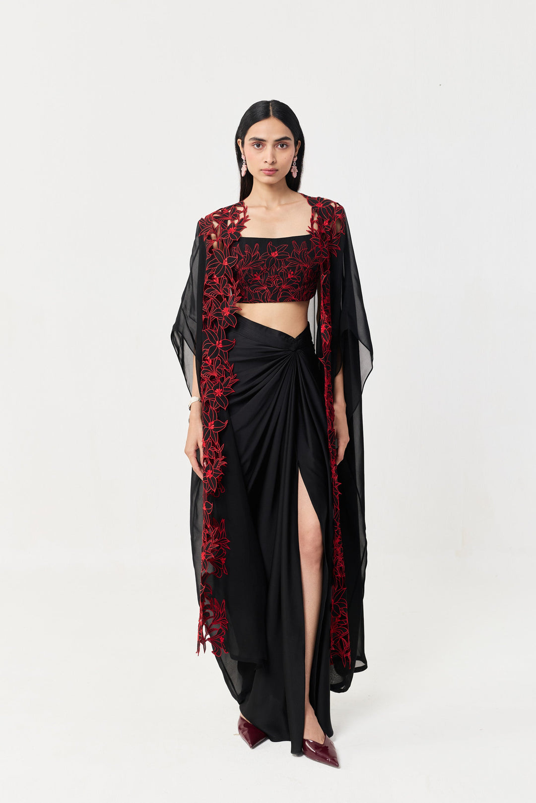 Wild Lily Cape Set - Black & Red