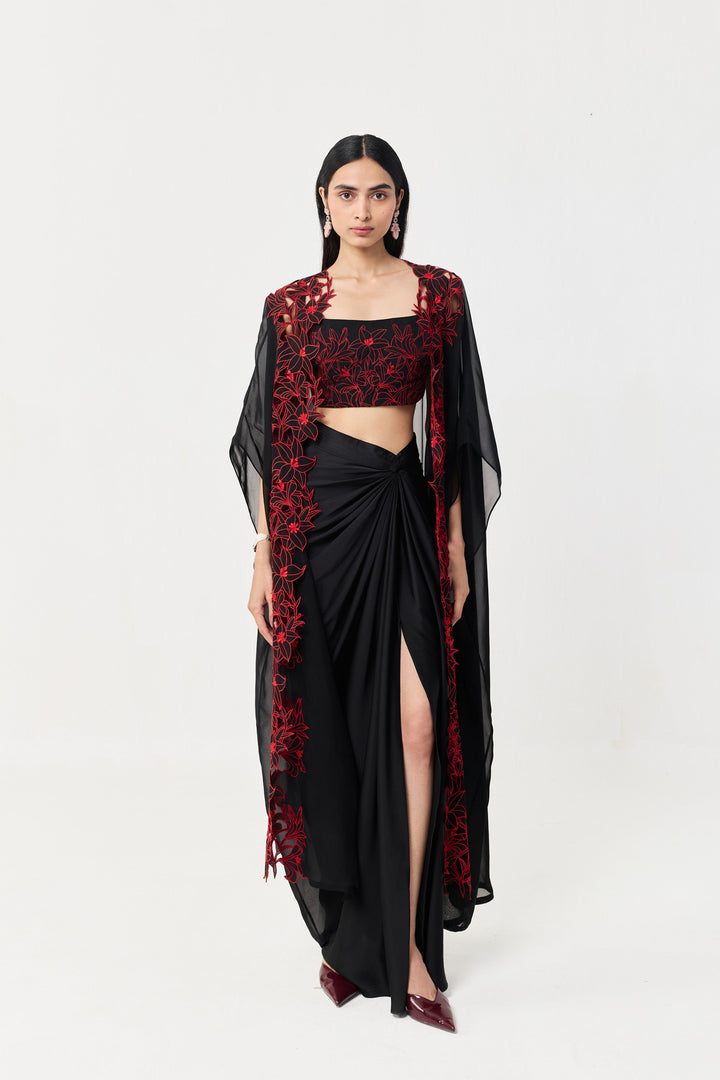 Wild Lily Cape Set - Black & Red