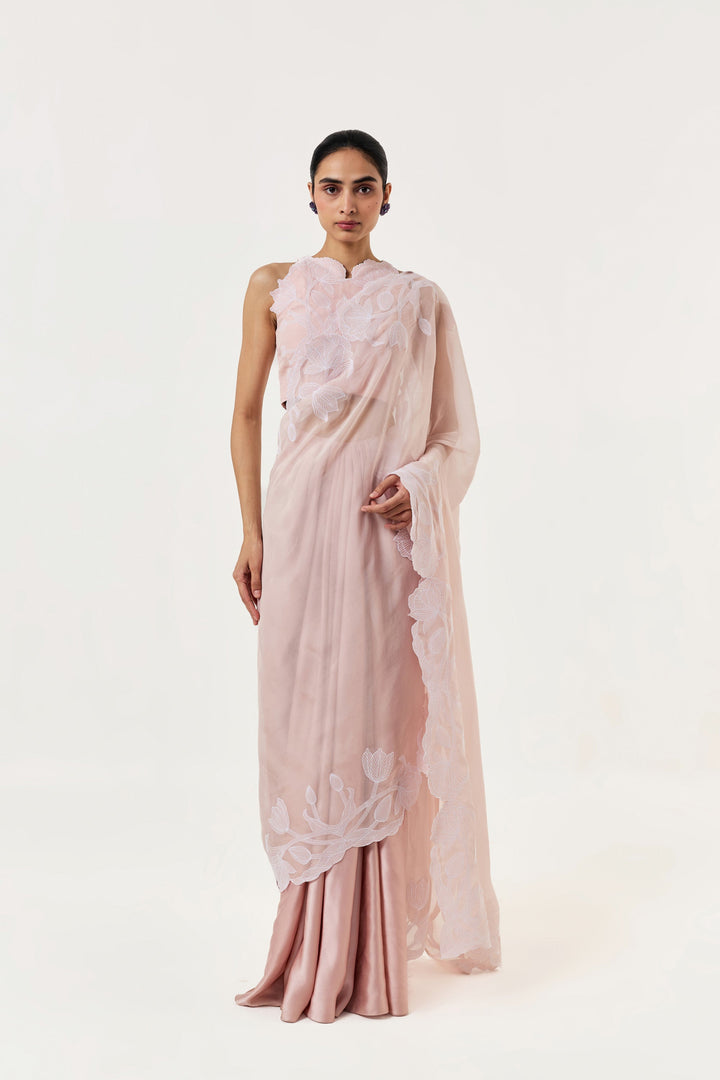 Wild Tulip Pre-Stitched Saree Set - Blush Pink