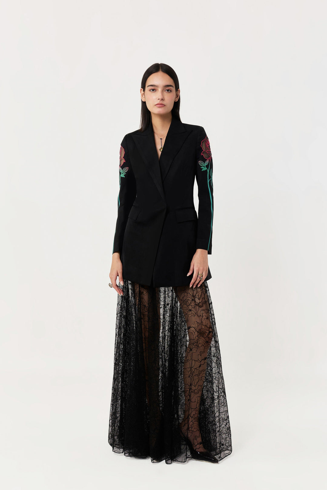 Rose Appliqué Blazer Set