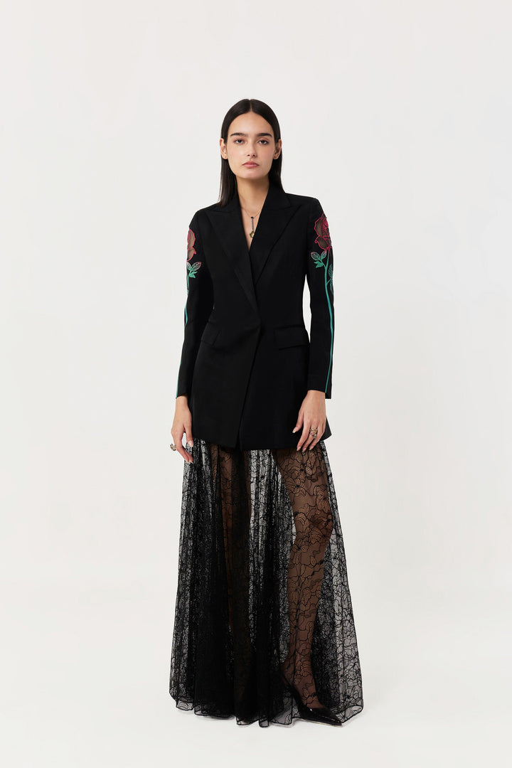 Rose Appliqué Blazer Set
