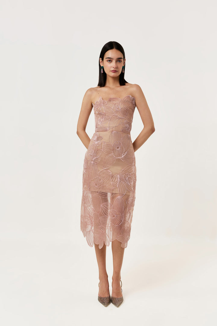 Orchid Appliqué Midi Dress