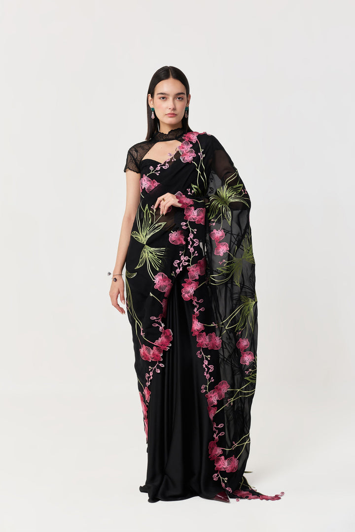 Wild Orchid Pre-Stitched Saree Set