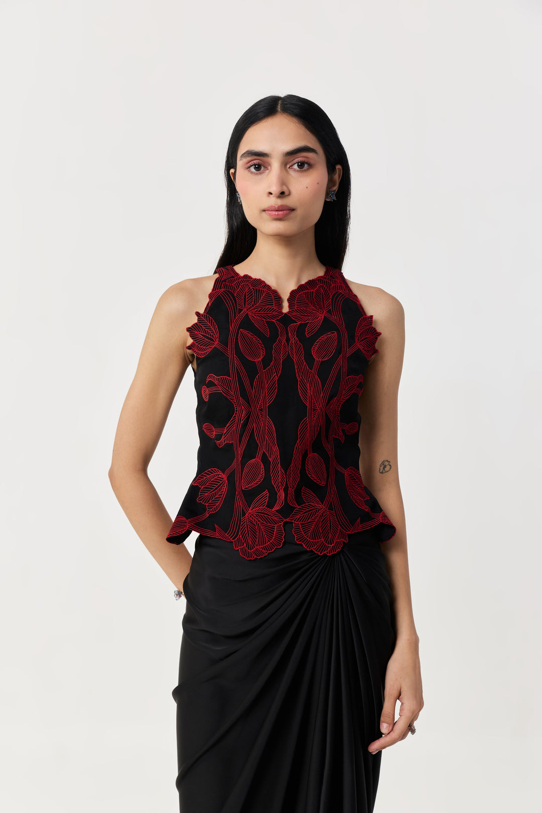 Wild Tulip Top - Black & Red