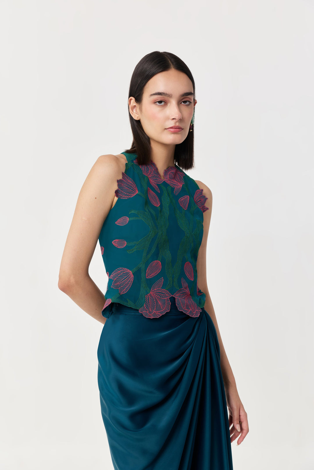 Wild Tulip Top - Teal & Pink