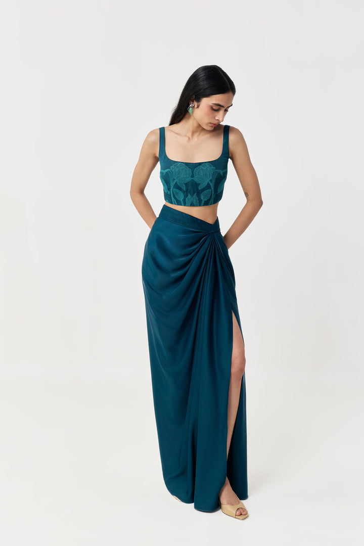 Wild Tulip Bustier Skirt Set - Teal