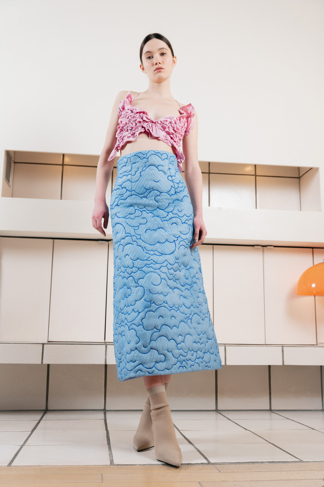Cloudscape Quilted A-Line Skirt