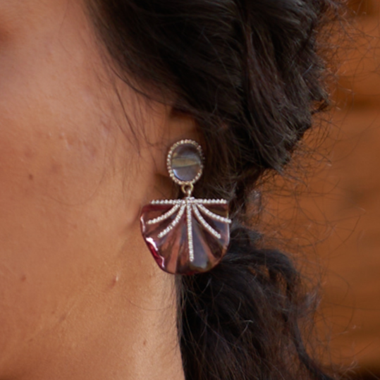 Pink Half Bloom Earrings