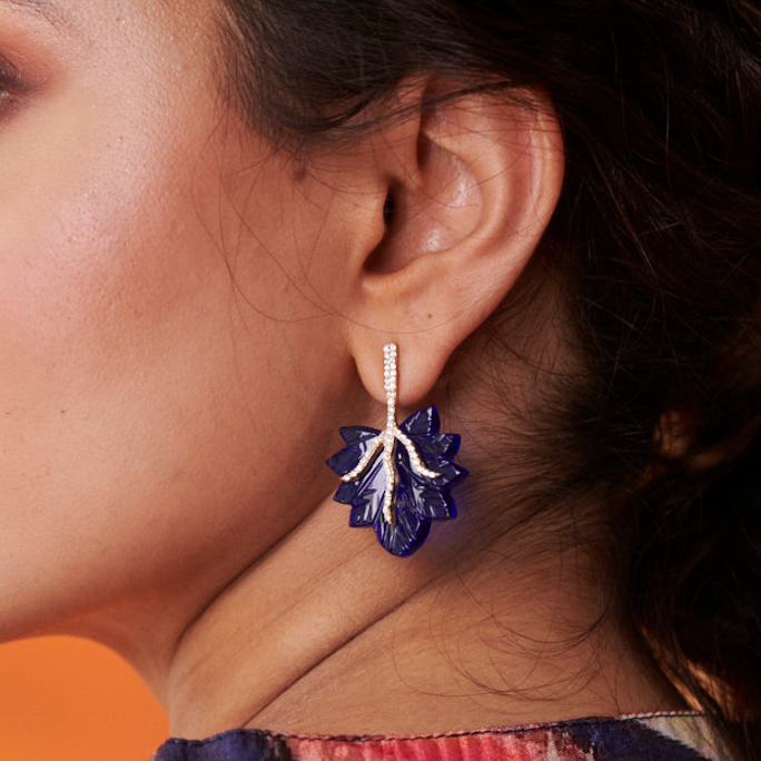 Blue Maple Leaf Earrings
