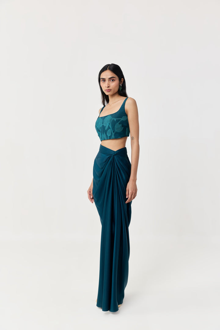 Wild Tulip Bustier Skirt Set - Teal